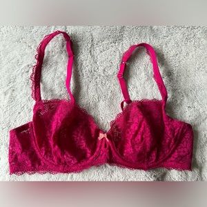 Gilligan & O’Malley Fuchsia Lace Balconette Bra 38C